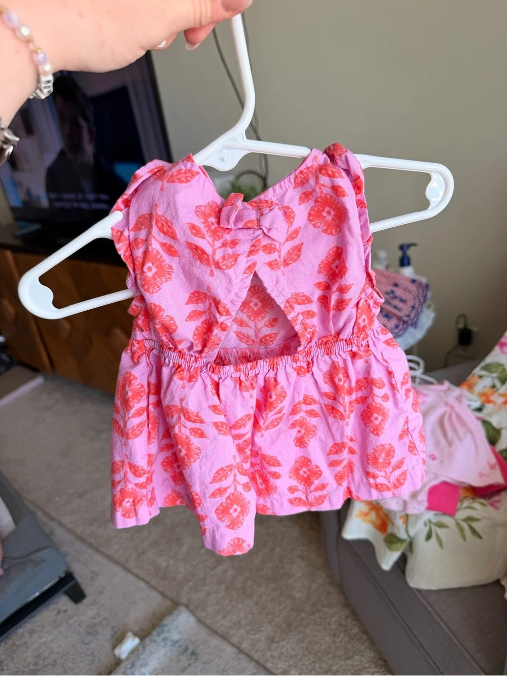 Carter's Pink Dress with Coral Floral Print